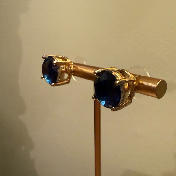 Vintage Y2K KATE SPADE • Navy/Gold Gumdrop Stud Earrings - Picture 8 of 10